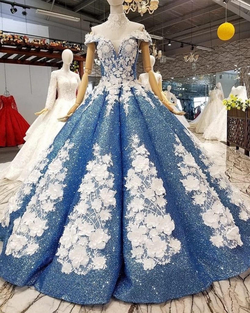 blue gown wedding