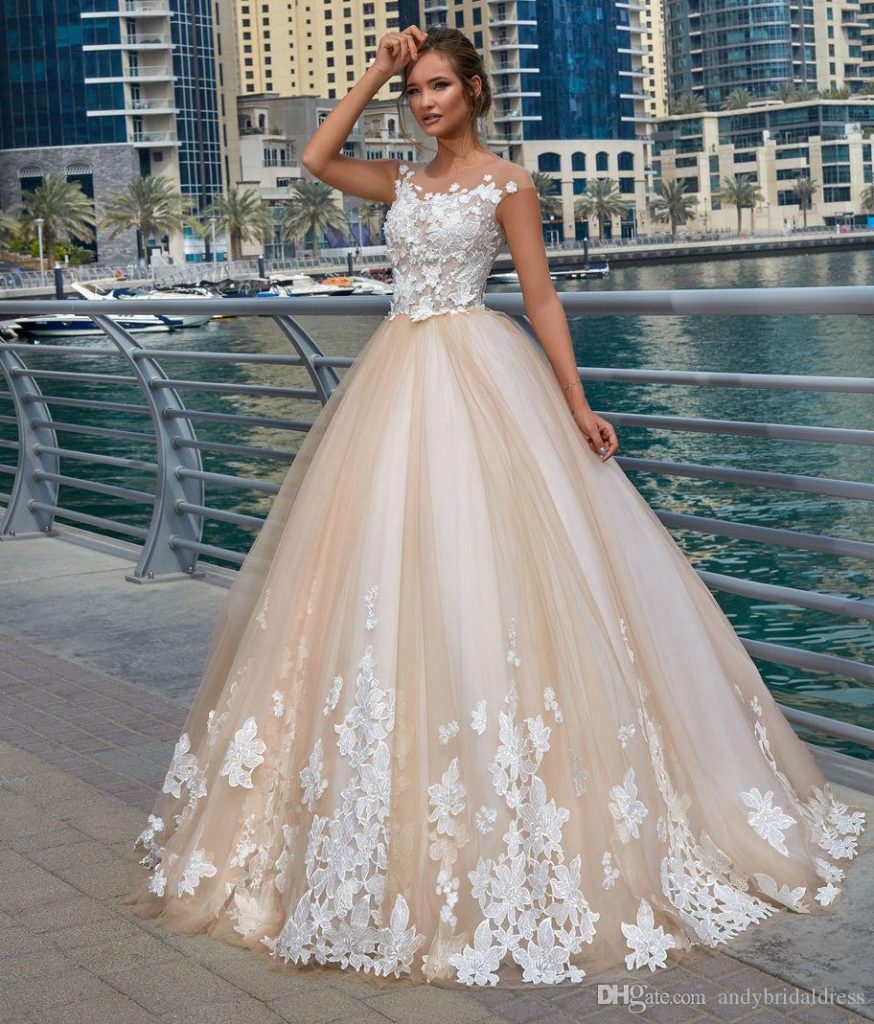 champagne wedding gown