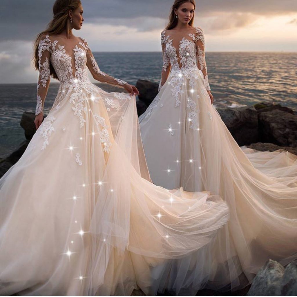 elegant champagne wedding dresses